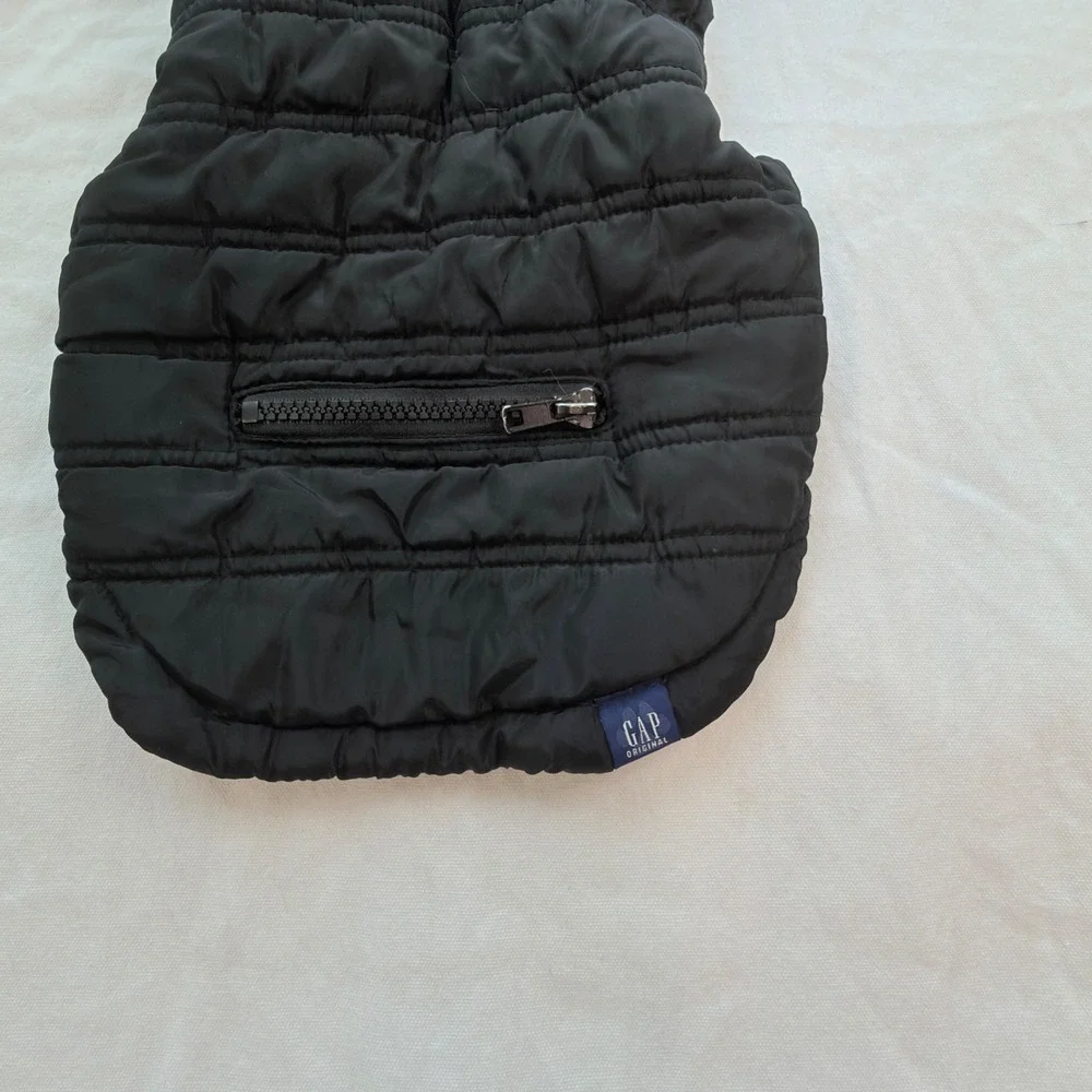 Gap Puffer Vest Dog Small Black Excellent Quilted Hooded Fleece Lined Jacket